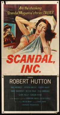 9f745 SCANDAL, INC. 3sh '56 Robert Hutton, art of paparazzi photographing sexy woman in bed!