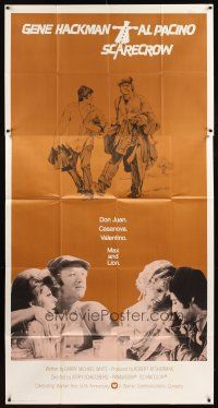 9f746 SCARECROW int'l 3sh '73 cool artwork of Gene Hackman with cigar & young Al Pacino!
