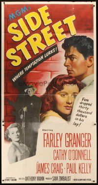 9f763 SIDE STREET 3sh '50 fate dropped thirty thousand dollars in Farley Granger's lap!