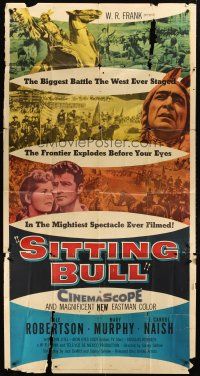 9f765 SITTING BULL 3sh '54 cool artwork of Dale Robertson, Mary Murphy & Native Americans!