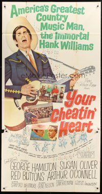 9f812 YOUR CHEATIN' HEART 3sh '64 great image of George Hamilton as Hank Williams with guitar!
