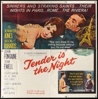 9f029 TENDER IS THE NIGHT 6sh '61 romantic close up of Jennifer Jones & Jason Robards Jr.!