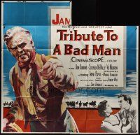9f032 TRIBUTE TO A BAD MAN INCOMPLETE 6sh '56 great art of cowboy James Cagney, pretty Irene Papas!