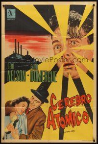 9f125 ATOMIC MAN Argentinean '56 the man with the radio-active brain, plus Faith Domergue!