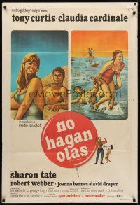 9f149 DON'T MAKE WAVES Argentinean '67 Tony Curtis with super sexy Sharon Tate & Claudia Cardinale!