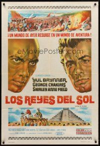 9f183 KINGS OF THE SUN Argentinean '64 art of Yul Brynner with spear fighting George Chakiris!