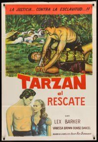 9f230 TARZAN & THE SLAVE GIRL Argentinean R1960 different image of Lex Barker pinning man to ground!