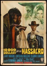 9f255 $10,000 FOR A MASSACRE Italian 1p '67 cool Renato Casaro spaghetti western artwork!