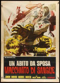 9f272 BLOOD SPATTERED BRIDE Italian 1p '75 completely different gory art of girl stabbing man!