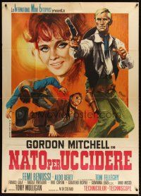9f276 BORN TO KILL Italian 1p '67 Gordon Mitchell, cool spaghetti western artwork!