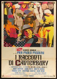 9f282 CANTERBURY TALES Italian 1p '71 Pier Paolo Pasolini, different colorful art by Symeoni!