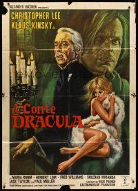 9f294 COUNT DRACULA Italian 1p '70 Jess Franco, art of Christoper Lee as the vampire by Mos!