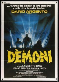 9f305 DEMONS Italian 1p '85 Dario Argento, E. Sciotti artwork of shadowy monster people!