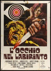 9f316 EYE IN THE LABYRINTH Italian 1p '71 Adolfo Celi, wild giallo art by Sandro Symeoni!