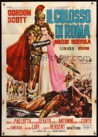 9f344 HERO OF ROME Italian 1p '64 full-length art of gladiator Gordon Scott by Renato Casaro!