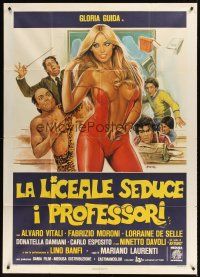 9f348 HOW TO SEDUCE YOUR TEACHER Italian 1p '79 artwork of students ogling their sexy teacher!