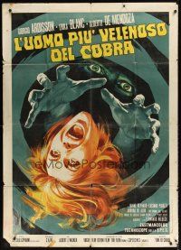 9f349 HUMAN COBRAS Italian 1p '71 cool horror artwork by Renato Casaro!