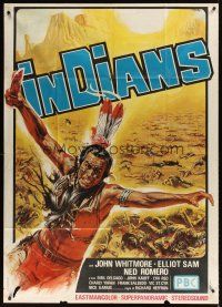 9f352 I WILL FIGHT NO MORE FOREVER Italian 1p '77 art of crazed Native American on battlefield!