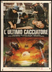 9f369 LAST HUNTER Italian 1p '80 Antonio Margheriti's L'Ultimo Cacciatore, cool helicopter art!
