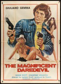 9f379 MAGNIFICENT DAREDEVILS Italian 1p '74 different Mos art of Gemma & sexy naked girl!