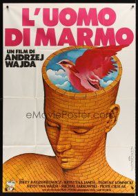 9f385 MAN OF MARBLE Italian 1p '79 Andrzej Wajda's Czlowiek z marmuru, cool surreal artwork!