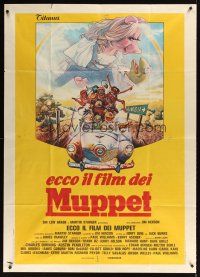 9f403 MUPPET MOVIE Italian 1p '80 Jim Henson, Drew Struzan art of Kermit the Frog & Miss Piggy!