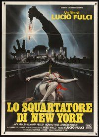 9f407 NEW YORK RIPPER Italian 1p '82 Lucio Fulci, cool art of killer & dead female victim!