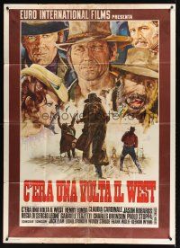 9f411 ONCE UPON A TIME IN THE WEST Italian 1p '68 Leone, art of top stars by Rodolfo Gasparri!
