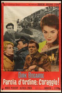 9f418 PASSWORD IS COURAGE Italian 1p '63 Dirk Bogarde in an English version of The Great Escape!