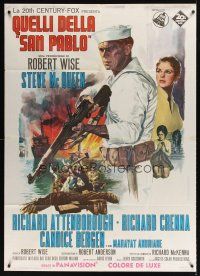 9f440 SAND PEBBLES Italian 1p R1970s different art of Steve McQueen & Candice Bergen by Enzo Nistri