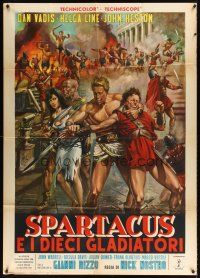 9f452 SPARTACUS & THE TEN GLADIATORS Italian 1p '64 great sword & sandal art by Antonio Mos!