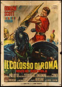 9f061 HERO OF ROME Italian 2p '64 different art of Gordon Scott in battle by Renato Casaro!