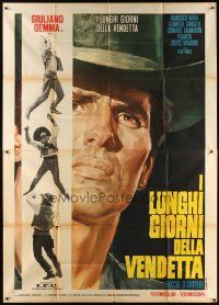 9f075 LONG DAYS OF VENGEANCE Italian 2p '66 different close up art of cowboy Giuliano Gemma!