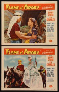 9g862 FLAME OF ARABY 2 LCs '51 cool images of Maureen O'Hara & Jeff Chandler!