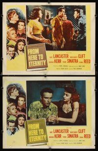 9g869 FROM HERE TO ETERNITY 2 LCs '53 Montgomery Clift, Frank Sinatra, Donna Reed!