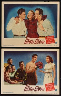 9g880 HASTY HEART 2 LCs '50 Ronald Reagan & soldiers watch nurse Patricia Neal get flowers!