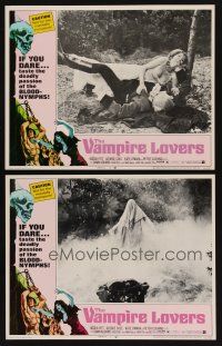 9g989 VAMPIRE LOVERS 2 LCs '70 Hammer, Ingrid Pitt tries to make a meal out of Ferdy Mayne!