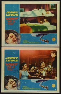 9g990 VISIT TO A SMALL PLANET 2 LCs '60 wacky alien Jerry Lewis floating off bed, Joan Blackman!
