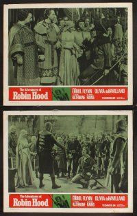 9g454 ADVENTURES OF ROBIN HOOD 7 LCs R64 Errol Flynn as Robin Hood, Olivia De Havilland as Marian!