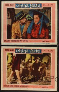 9g661 CHINA GATE 4 LCs '57 Samuel Fuller, Angie Dickinson, Gene Barry & Nat King Cole!