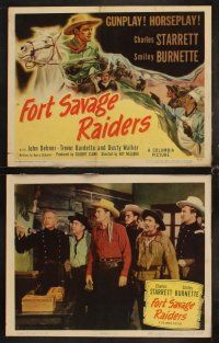 9g144 FORT SAVAGE RAIDERS 8 LCs '51 Charles Starrett as The Durango Kid + Smiley in action!