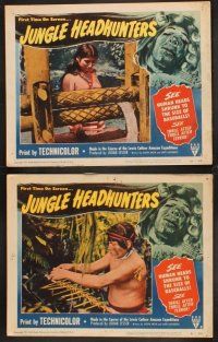 9g501 JUNGLE HEADHUNTERS 7 LCs '51 wild shrunken head border art, Amazon voodoo documentary!