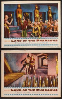 9g766 LAND OF THE PHARAOHS 3 LCs '55 Jack Hawkins, sexy Egyptian Joan Collins, Howard Hawks!