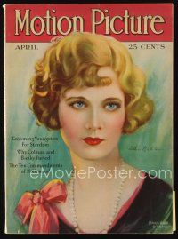 9h133 MOTION PICTURE magazine April 1928 art portrait of pretty Esther Ralston by Marland Stone!