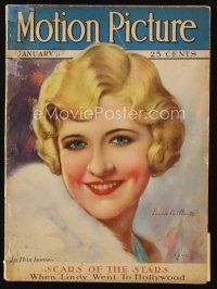 9h130 MOTION PICTURE magazine January 1928 art of smiling Laura La Plante by Marland Stone!