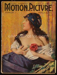 9h129 MOTION PICTURE magazine March 1919 sexy artwork of Ann Little with her shirt half off!