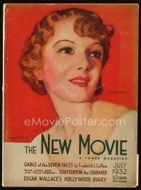 9h148 NEW MOVIE MAGAZINE magazine July 1932 great artwork of Helen Hayes by McClelland Barclay!