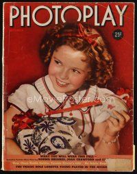 9h121 PHOTOPLAY magazine September 1939 cute Shirley Temple with piggy banks by Paul Hesse!