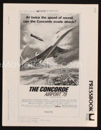 9h427 CONCORDE: AIRPORT '79 pressbook '79 cool art of the fastest airplane attacked by missile!