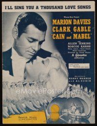 9h330 CAIN & MABEL sheet music '36 Marion Davies, Clark Gable, I'll Sing You A Thousand Love Songs!